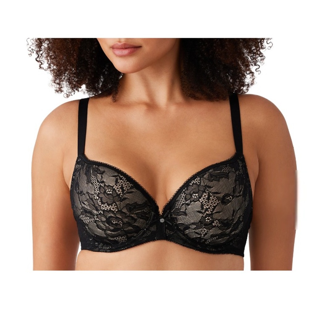 Wacoal Lace Finesse Contour Bra 853201 - Black / toast Siz 38DDD 38 DDD